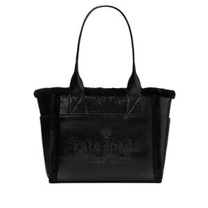 KATE SPADE New York Jette Faux Shearling Tote Bag Black K5797 NEW